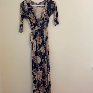 Pinkblush maternity navy floral wrap dress